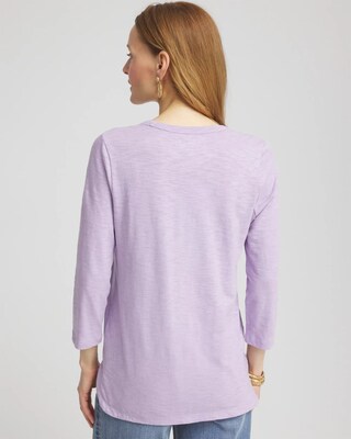 Cotton Slub Seamed 3/4 Sleeve Tee